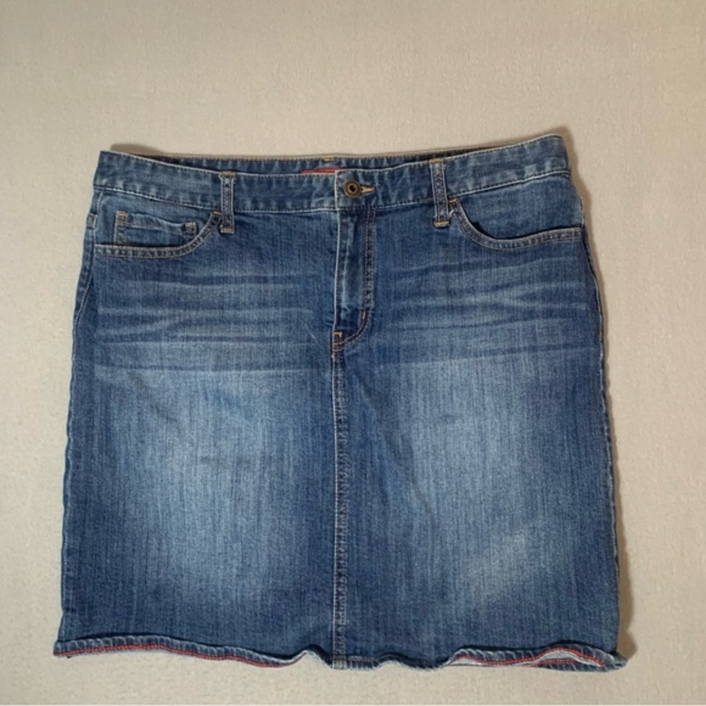 Tommy Hilfiger Blue Denim Mini Skirt Ladies Size 12 Y2K